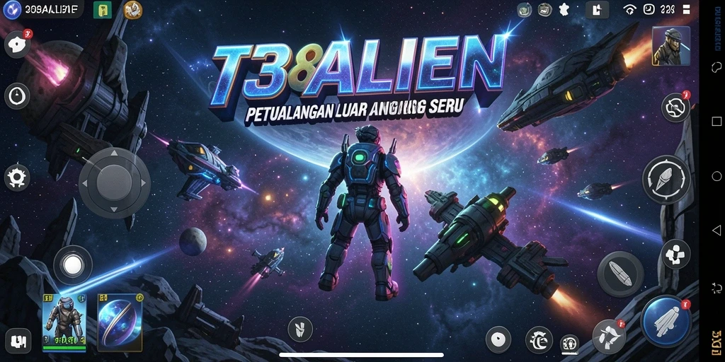 Screenshot gameplay seru di luar angkasa dalam 138ALIEN.