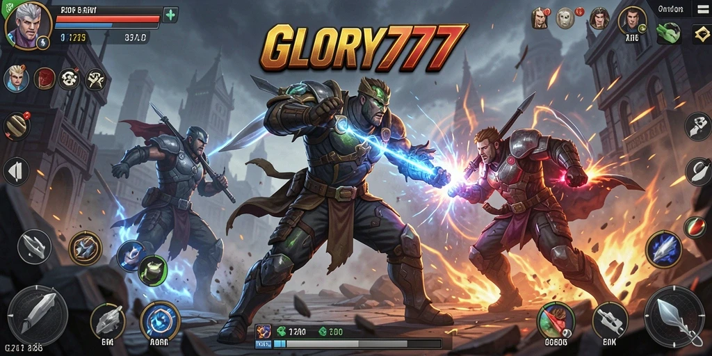 Tampilan gameplay seru dari GLORY777 yang penuh aksi.