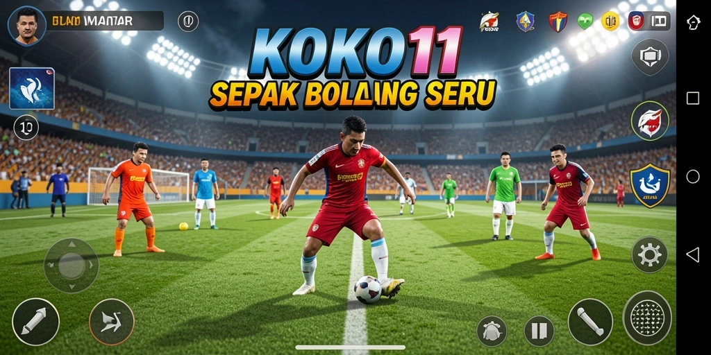 Tampilan gameplay KOKO11 yang mendebarkan dengan aksi sepak bola nyata.