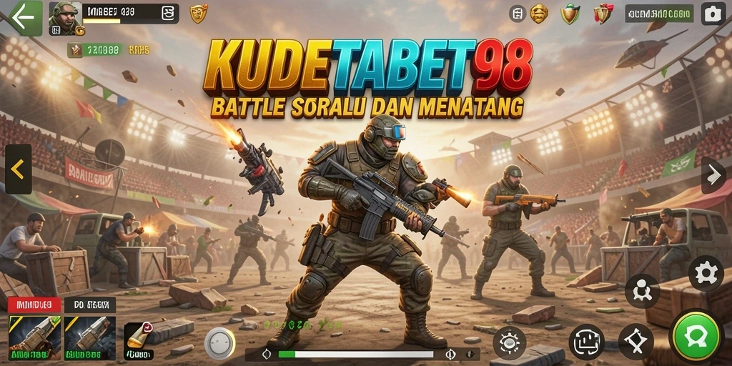 Tampilan gameplay mendebarkan dalam pertempuran Battle Royale.