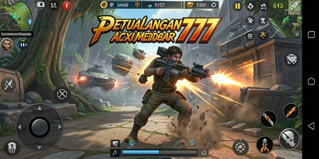 Tampilan aksi mendebarkan di LENGKAP777 dengan musuh yang menonjol.