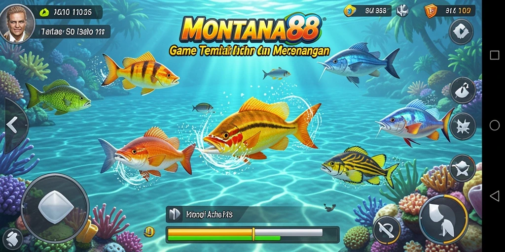 Tangkapan layar MONTANA88 menunjukkan aksi menembak ikan yang seru.