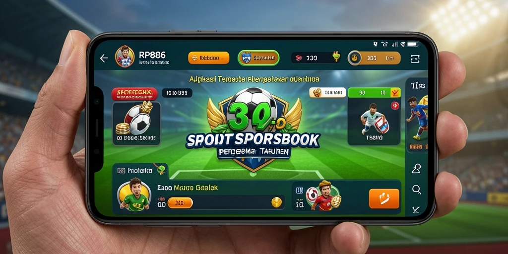 Screenshot dari gameplay RP886 menampilkan taruhan olahraga yang mendebarkan.