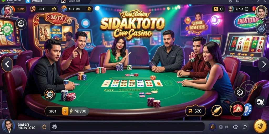 Tangkapan layar SIDAKTOTO menampilkan dealer profesional dalam permainan Live Casino.