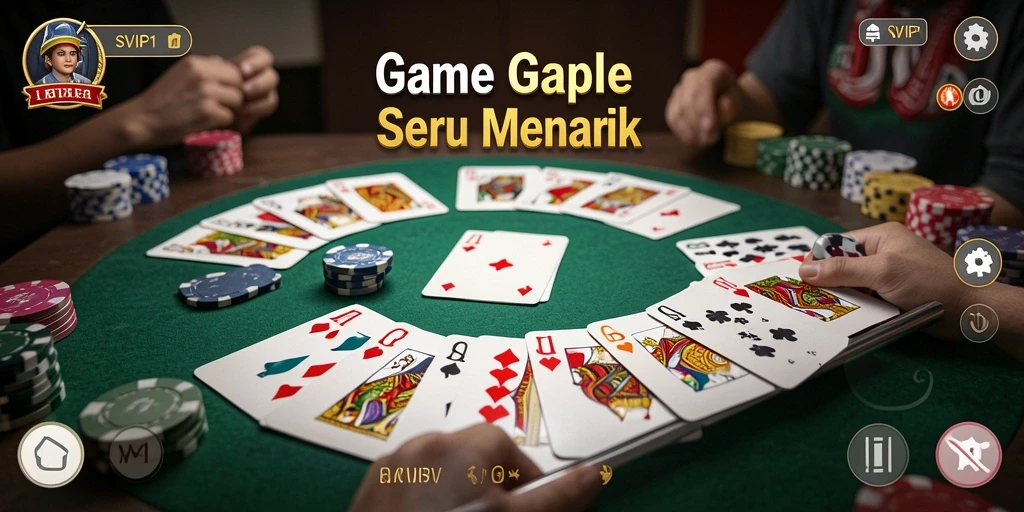 Screenshot gameplay SVIP1 yang menunjukkan serunya permainan Gaple.