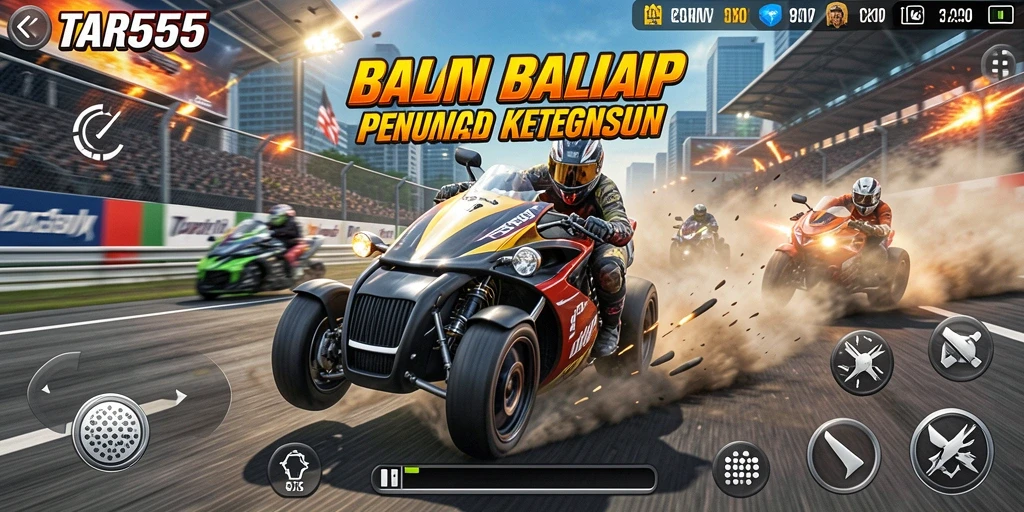 Tampilan gameplay TAR555 yang menegangkan dan penuh aksi balapan.