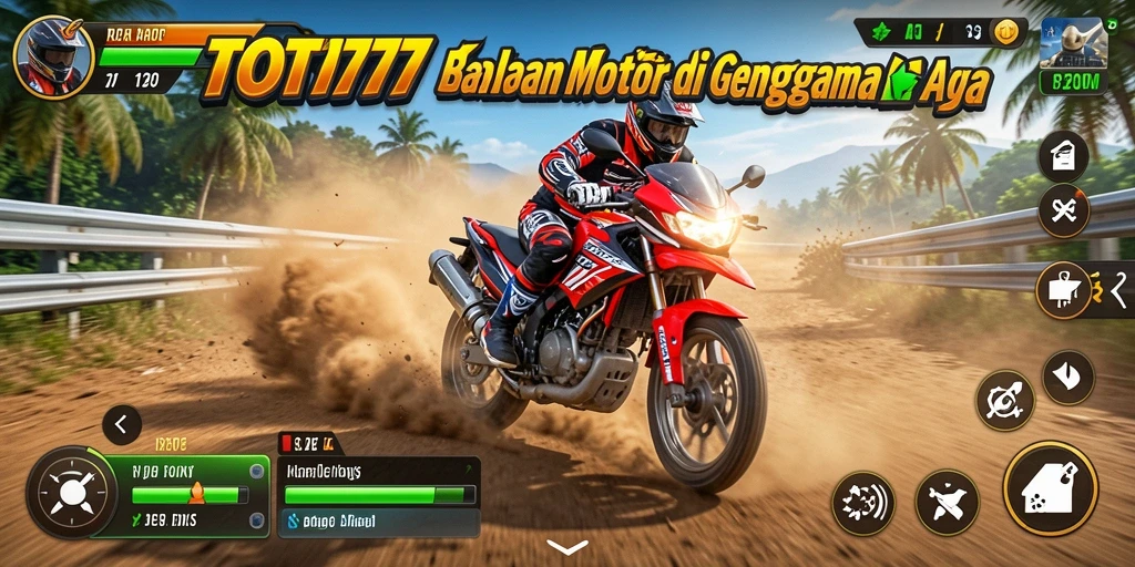 Gameplay mendebarkan dalam balapan motor TOTO777 yang seru.